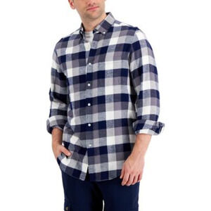 Club Room Men Regular Fit Flannel Shirt Navy Blue Combo Size XXL